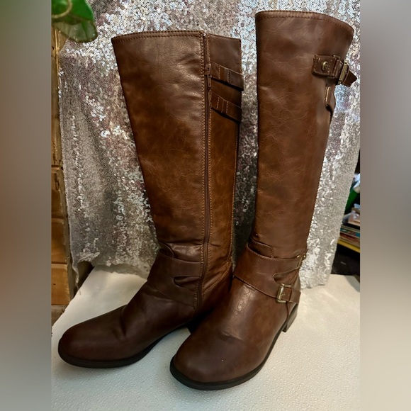 G by Guess Shoes - G By Guess Riding Boots Size 11m Brown Side Zipper Buckle Accents